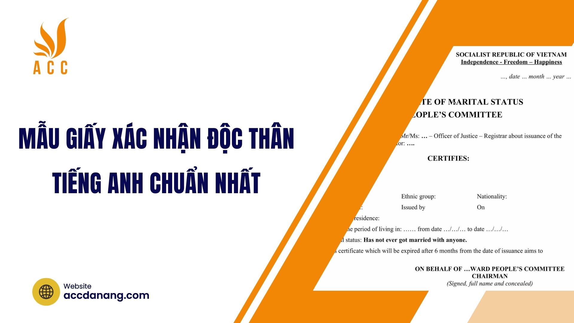 Mẫu giấy xác nhận độc thân tiếng Anh chuẩn nhất