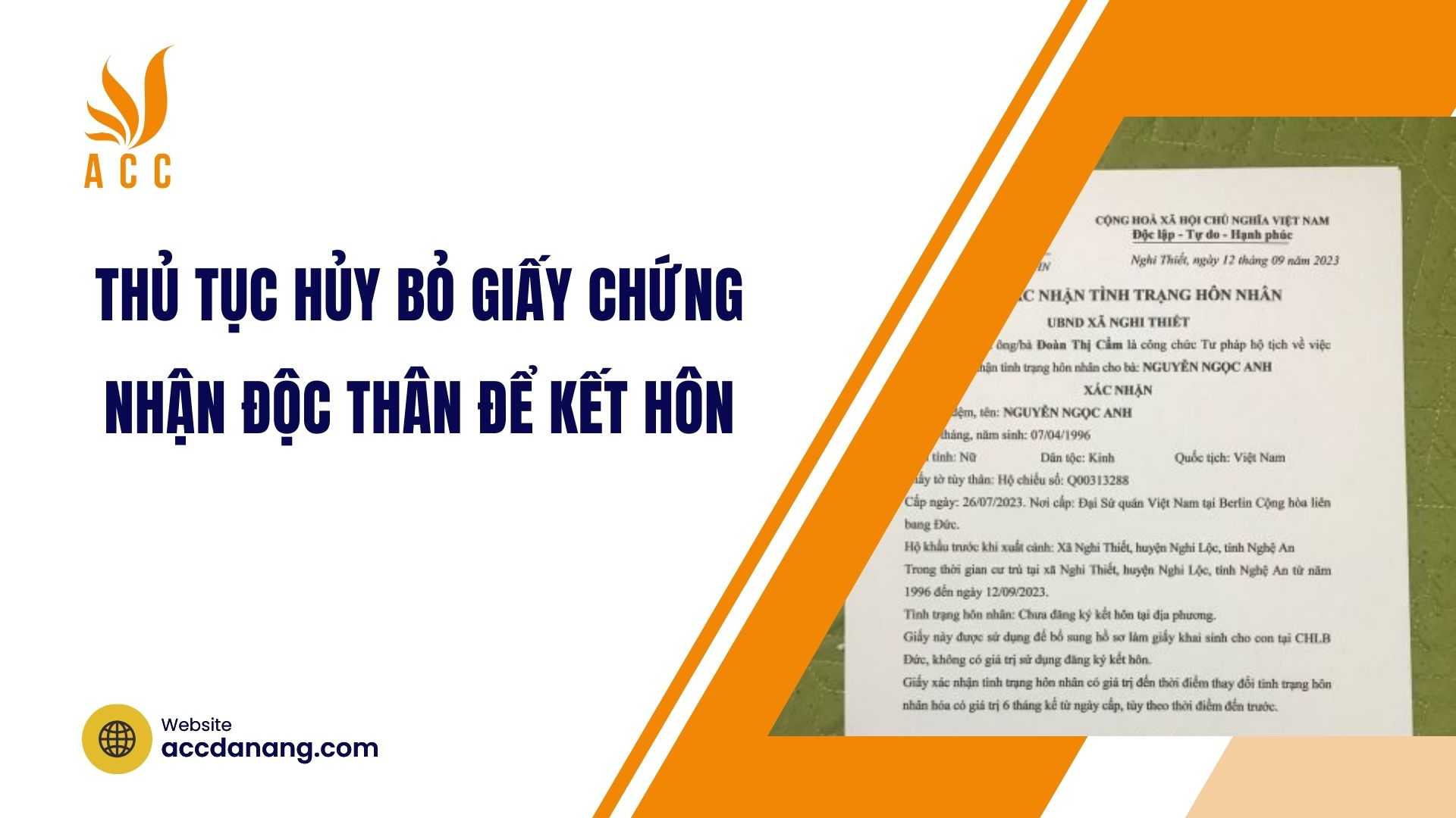 Thủ tục hủy bỏ giấy chứng nhận độc thân để kết hôn