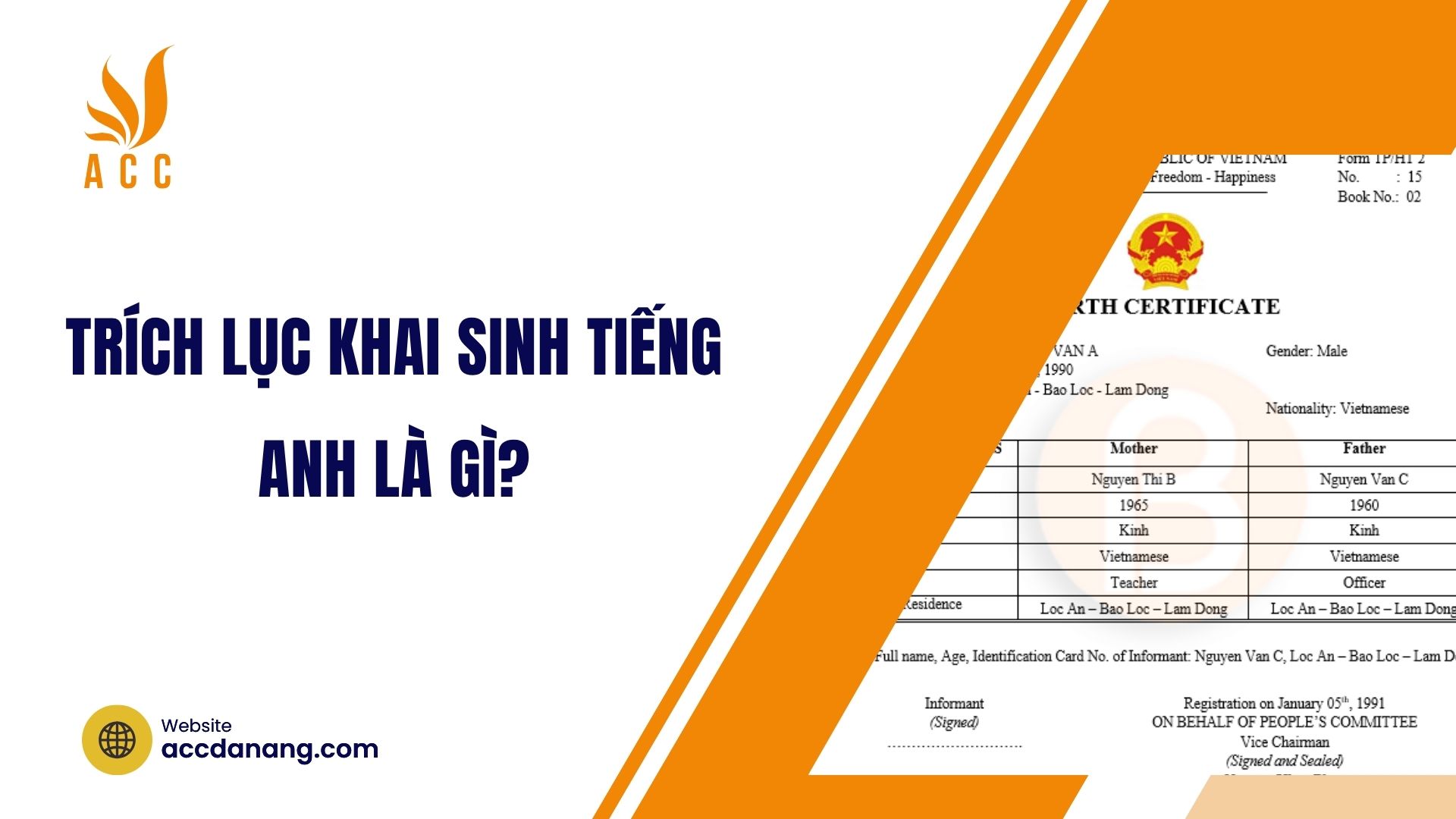 Trích lục khai sinh tiếng Anh là gì?